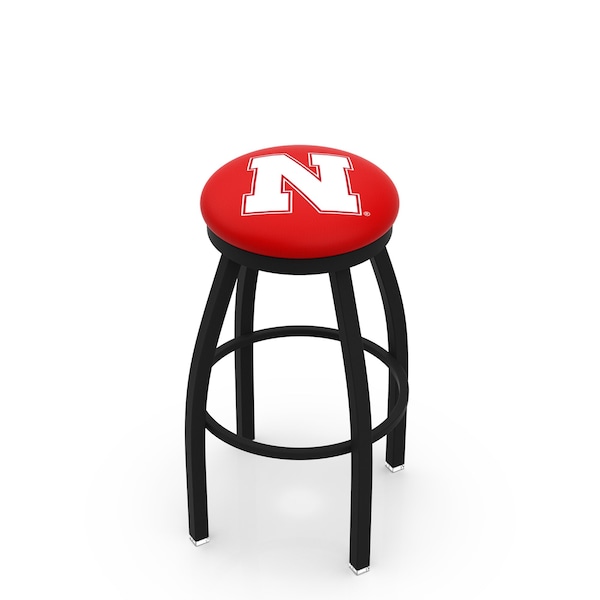 25" Blk Wrinkle Nebraska Swivel Bar Stool, Accent Ring