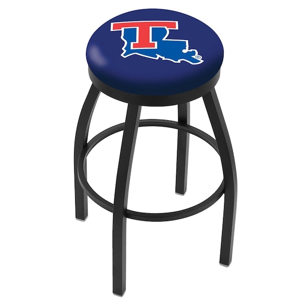 25" Blk Wrinkle Louisiana Tech Swivel Bar Stool, Accent Ring