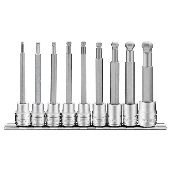 9 Piece 3/8 Inch Drive Metric Hex Chrome Vanadium Ball Point Socket Bit Set 3mm - 12mm