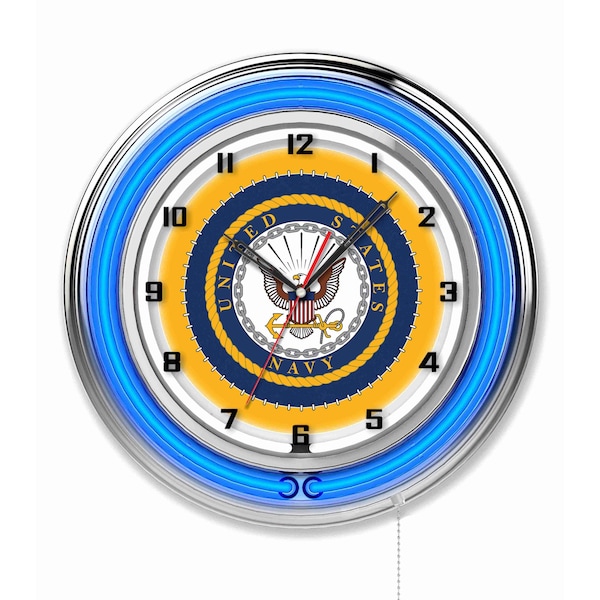 United States Navy Double Neon 19" Clock
