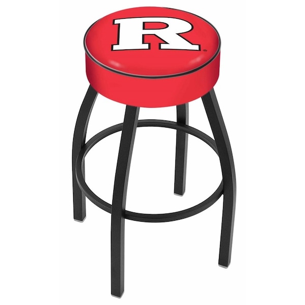 25" 4" Rutgers Cushion Seat, Blk Wrinkle Base Swivel Bar Stool