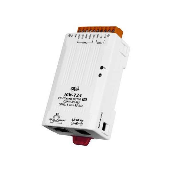 tGW724 Modbus TCP to RTU / ASCII gateway, 1 RS 232 and 1 RS 485