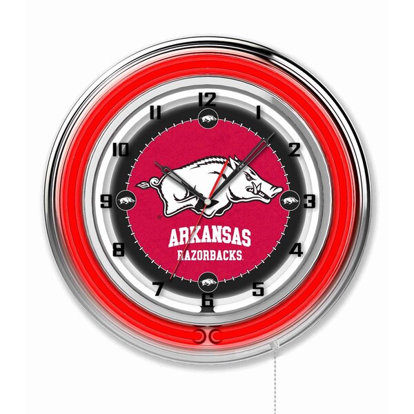 University of Arkansas Double Neon 19" Clock