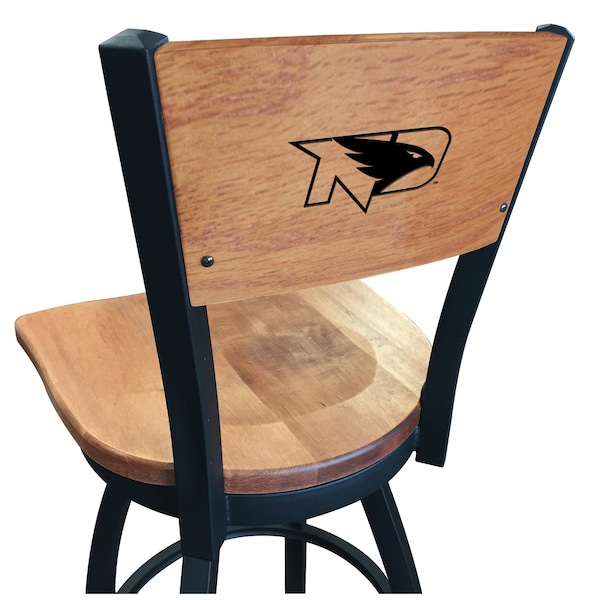 25" Blk Wrinkle North Dakota Swivel Bar Stool, Laser Engraved Back