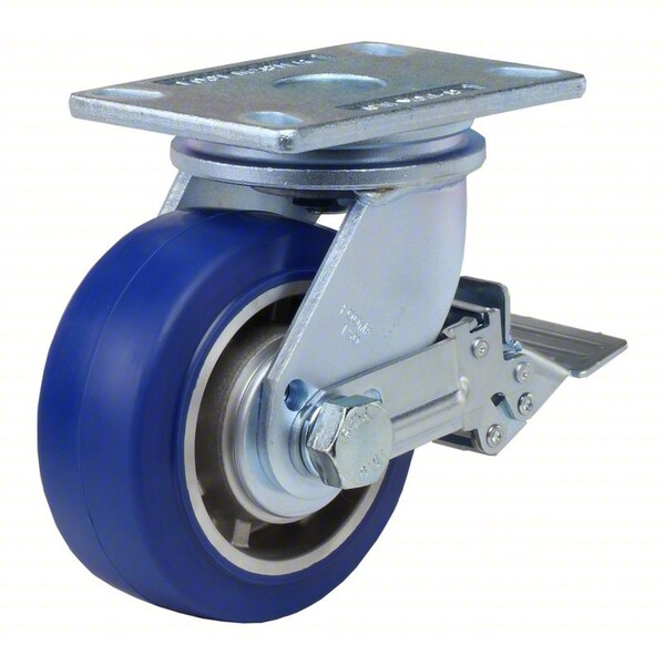 Plate Caster, Swivel, Polyurethane, 190mm H