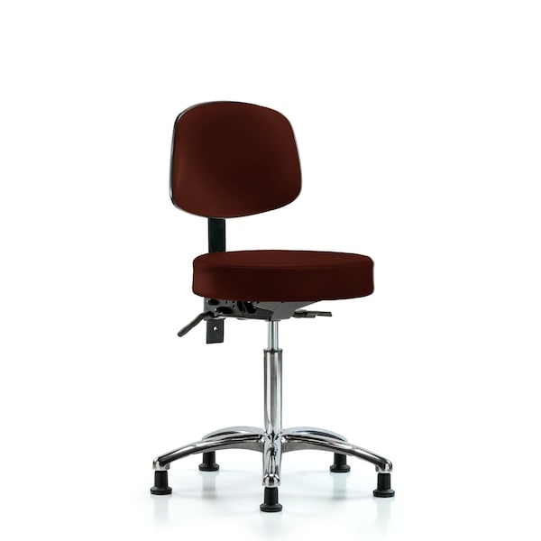 Vin Stool with Back Chrome-Medium Bench Height with Stationary Glides in Burgundy Trailblazer Vin