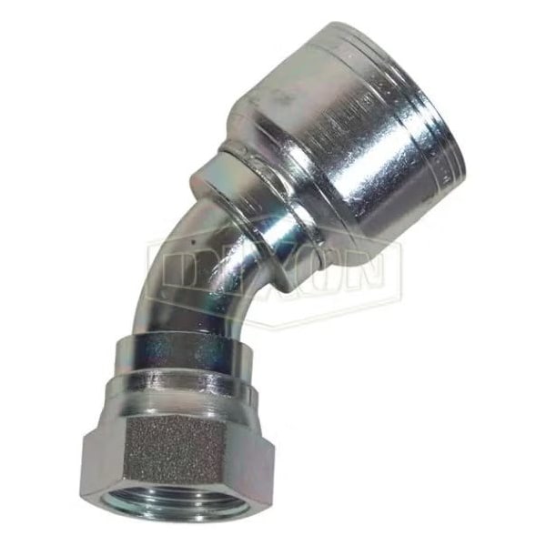 Smooth Bore Hose-to-Tube Fitting with Crimp Collar, Dash 6 x 3/8 in, Hose x FJIC, Carbon Steel