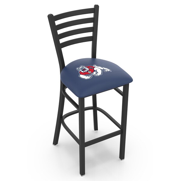 25" Blk Wrinkle Fresno State Stationary Counter Stool, Ladder Back