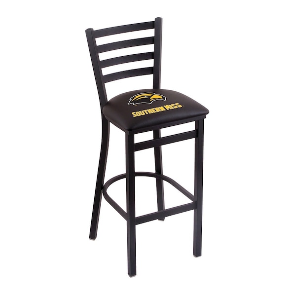 25" Blk Wrinkle Southern Miss Stationary Counter Stool, Ladder Back