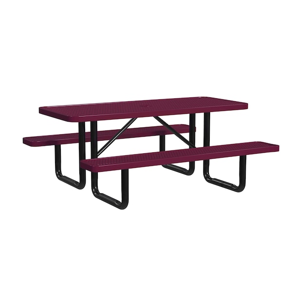 Rectangle Portable Picnic Table, Burgundy, 6 ft L