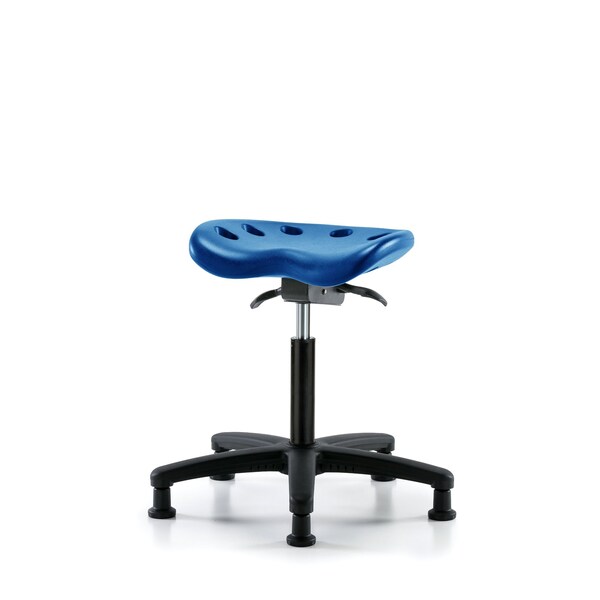 Poly Tractor Sit-Stand Stool, Med Bench, Glides, Blue