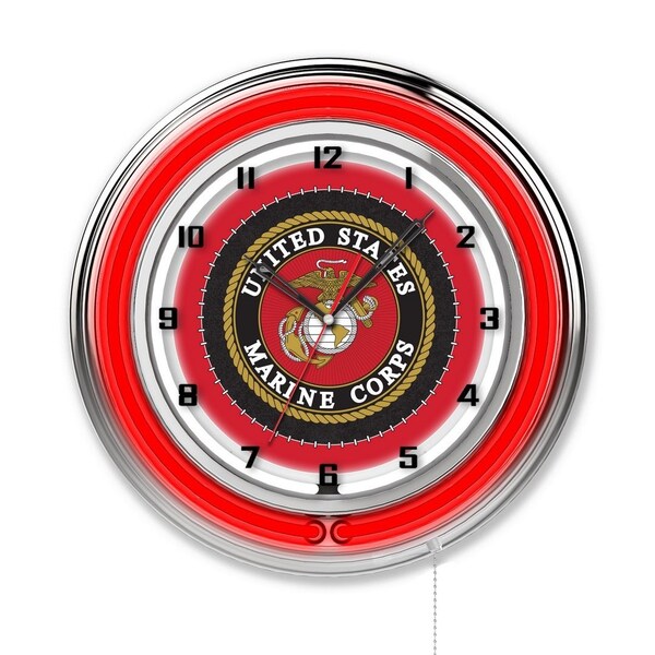United States Marine Corps Double Neon 19" Clock