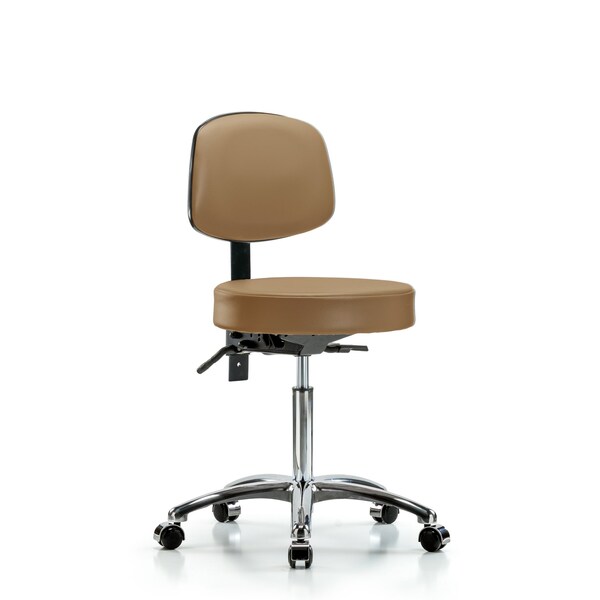 Bench Stool, Med, Vin, Bk Chrome, Cast, Taupe