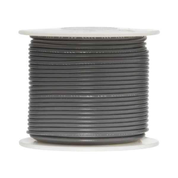 16 AWG Gauge UL1061 Stranded Hook Up Wire, 300V, 0080 Diameter, Gray, 100 ft Length