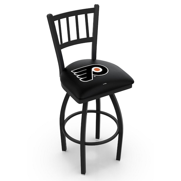 25" Blk Wrinkle Philadelphia Flyers Swivel Bar Stool, Jailhouse Back