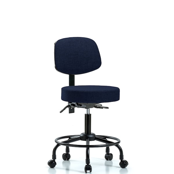 Desk Stool, Fabric, Bk, RT, Casters, Nav