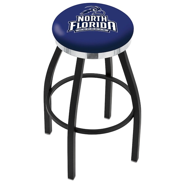 25" Blk Wrinkle North Florida Swivel Bar Stool, Chrome Ring