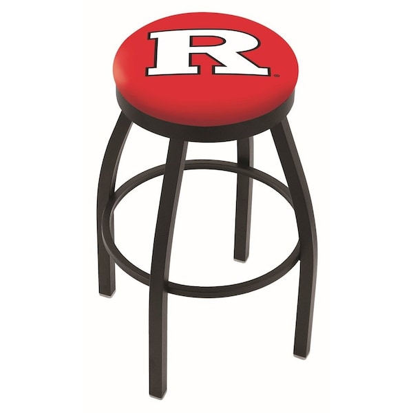 25" Blk Wrinkle Rutgers Swivel Bar Stool, Accent Ring