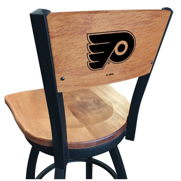 25" Blk Wrinkle Philadelphia Flyers Swivel Bar Stool, Engraved Back