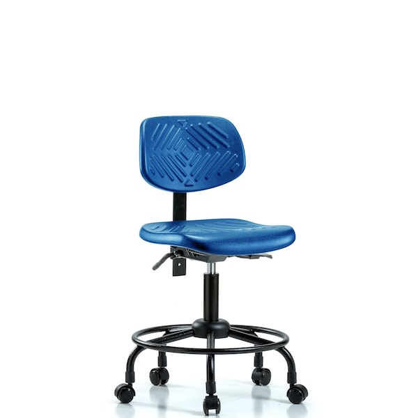 Poly Chair Round Tube Base, Desk, Tilt, Casters, Blue