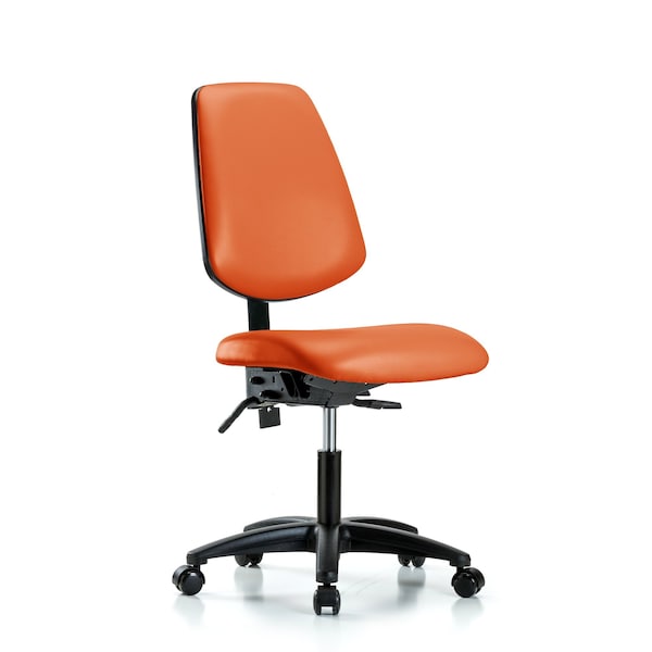 Desk Chair No Arms, 18" to 23" Height, Vinyl, Orange Kist