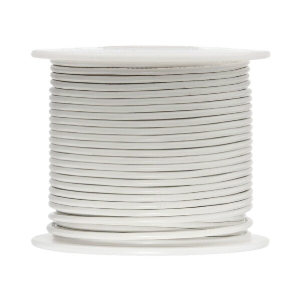 24 AWG Gauge UL1061 Stranded Hook Up Wire, 300V, 0044 Diameter, White, 100 ft Length