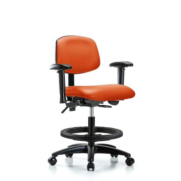 Medium Bench Chair Chair, Vin, Med Ben, Tilt AA BF Cast, Orange, Adjustable Arms, 22" to 29" Height