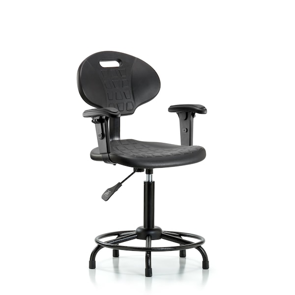 Chair, Poly, Med Bench, RT AA Glides, 6-Way Adjustable, 19-1/2" to 27-1/2" Height, Black; Blue