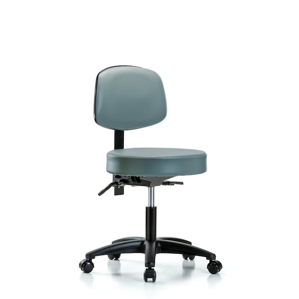 Vinyl Stool, Back, Desk, Tilt, Casters, Storm