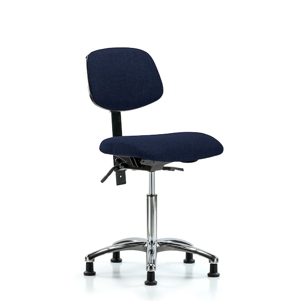 Chair, Fab, Med Bench, Chr Tilt Glides, Nav, No Arms, 22" to 29" Height, Dark Blue