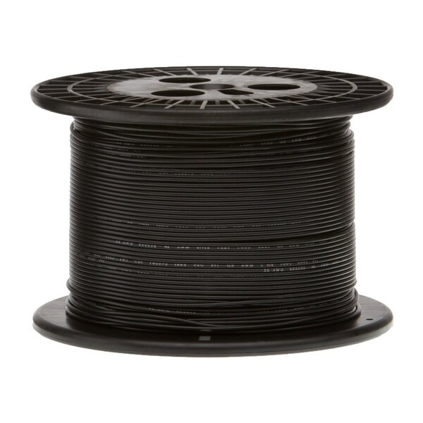 28 AWG Gauge UL1061 Stranded Hook Up Wire, 300V, 0035 Diameter, Black, 1000 ft Length