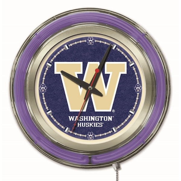 University of Washington Double Neon 15" Clock