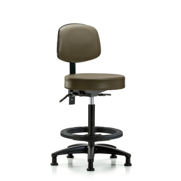 Vinyl Stool, Back, High Bench, Tilt, Foot Ring, Glides, Royal