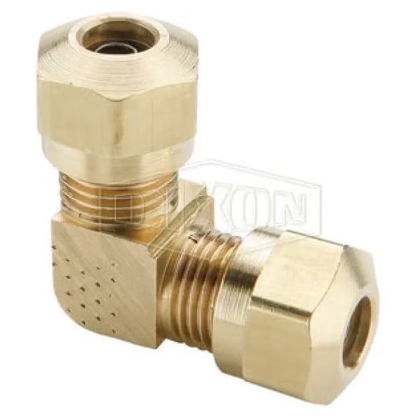 90Deg Air Brake Union Elbow, 11/16-20 x 1/2 in Nominal, Straight Thread End Style, Brass, Domestic