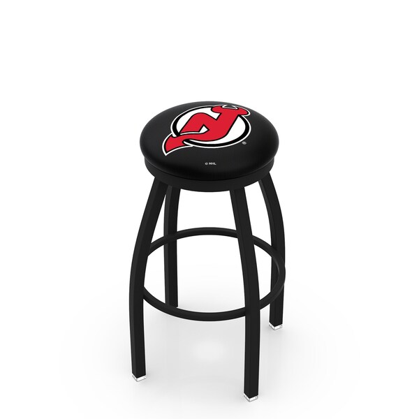 25" Blk Wrinkle New Jersey Devils Swivel Bar Stool, Accent Ring