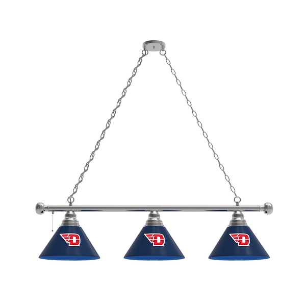 University of Dayton 3 Shade Billiard Light, Chrome Fixture