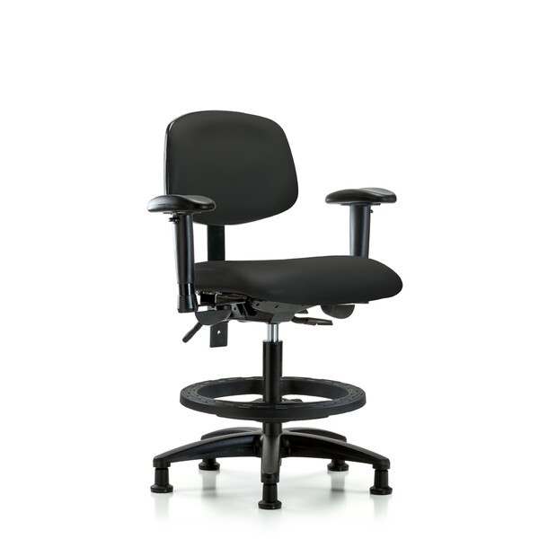 Medium Bench Chair Chair, Vin, Med Ben, Tilt AA BF Glides, Blk, Adjustable Arms, 22" to 29" Height