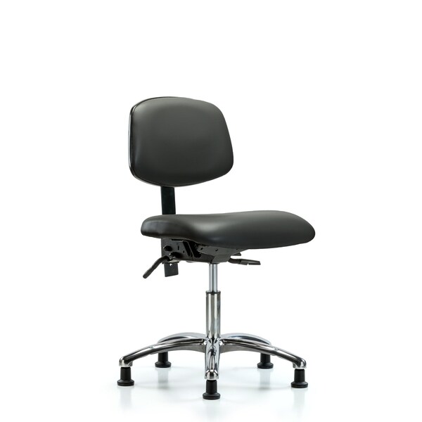Vinyl Chair Chrome, Desk, Glides, Carbon