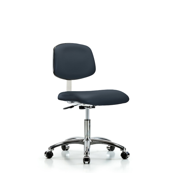 Clean Room Chair Desk Chair, Vinyl, Chrm, Casters, Navy, CL10, 18" to 23" Height, Vinyl, Imperial Blue