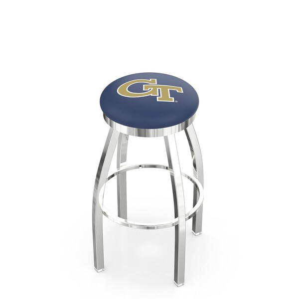25" Chrome Georgia Tech Swivel Bar Stool, Accent Ring