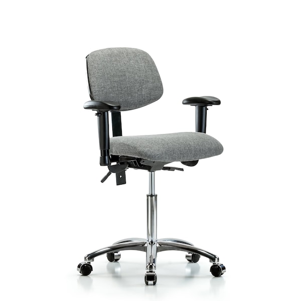 Chair, Fab, Med Bench, Chr Tilt AA Cast Gry, 6-Way Adjustable, 22" to 29" Height, Gray