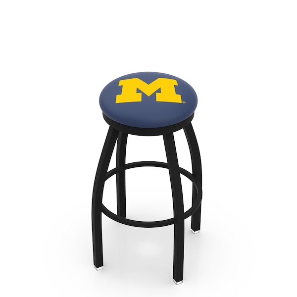 25" Blk Wrinkle Michigan Swivel Bar Stool, Accent Ring