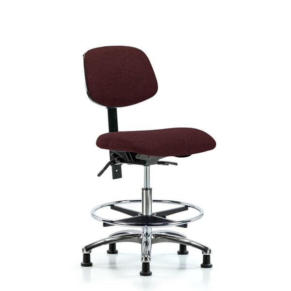 Chair, Fabric, Med Bench, Chr CF Glides, Bur, No Arms, 22" to 29" Height, Burgundy