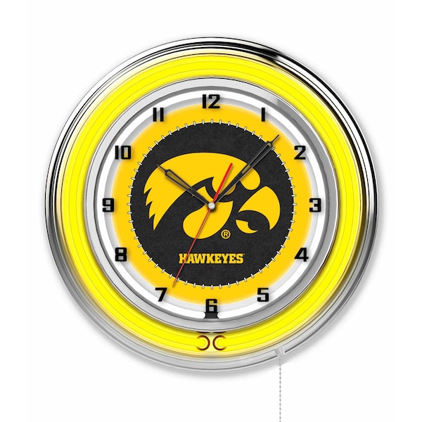 University of Iowa Double Neon 19" Clock