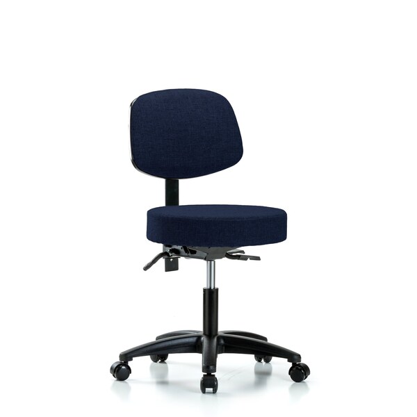 Desk Stool, Fabric, Bk, Tilt Casters, Nav