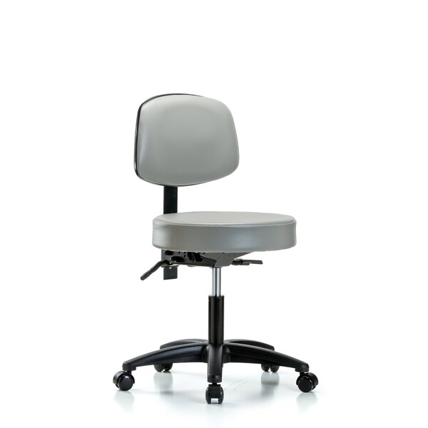 Vinyl Stool, Back, Desk, Tilt, Casters, Sterling