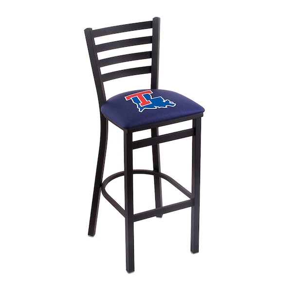 25" Blk Wrinkle Louisiana Tech Stationary Counter Stool, Ladder Back