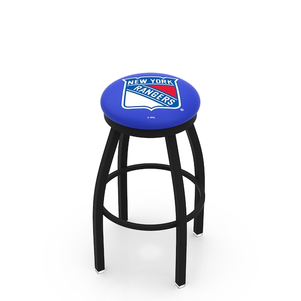 25" Blk Wrinkle New York Rangers Swivel Bar Stool, Accent Ring
