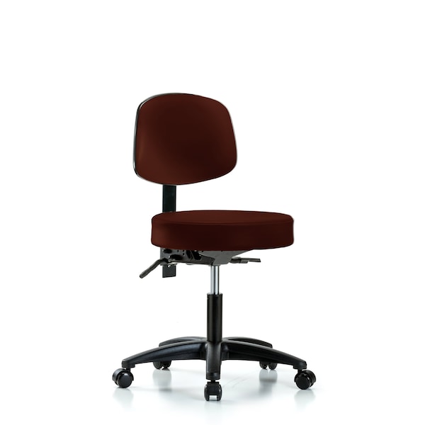 Desk Stool, Vinyl, Bk, Casters, Burg