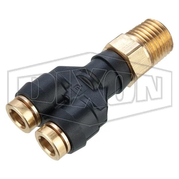 Legris by  Push-In Wye-Connector, 1/8 x 1/4 in Nominal, MNPT x Tube, 250 psi Pressure, Composite, Do